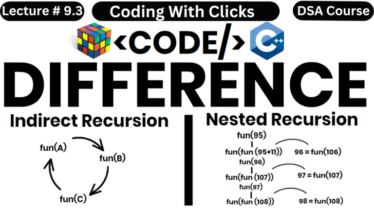 Indirect Recursion & Nested Recursion in Data Structure | McCarthy 91 function | Recursion Playlist C++ | Coding With Clicks
