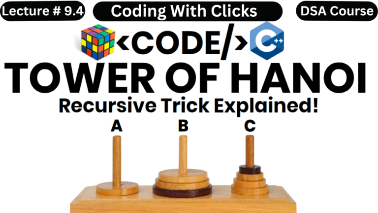 Tower of Hanoi Algorithm | Tower of Hanoi problem in Data Structure | Tower of Hanoi Recursive Solution | Tower of Hanoi C++